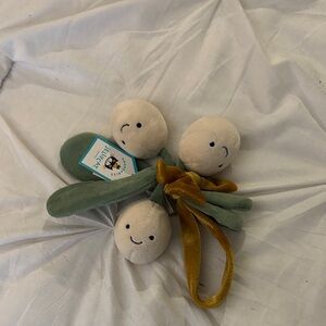 Jellycat with Cream mistletoe and Gold Bow